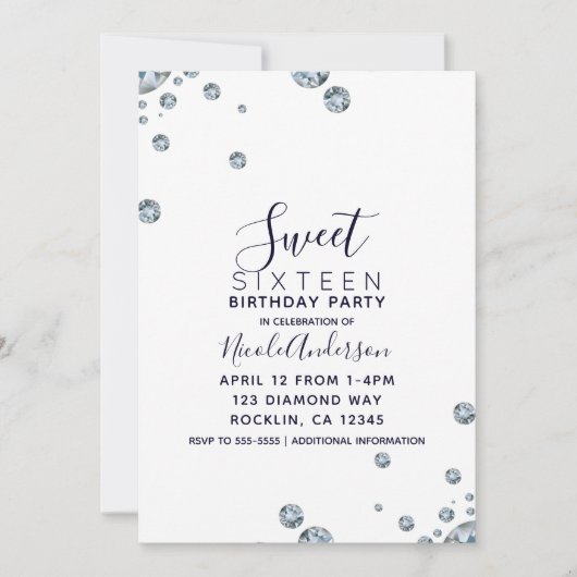 デニム&ダイヤモンドジーンの誕生日スイート16パーティー 招待状 (正面)