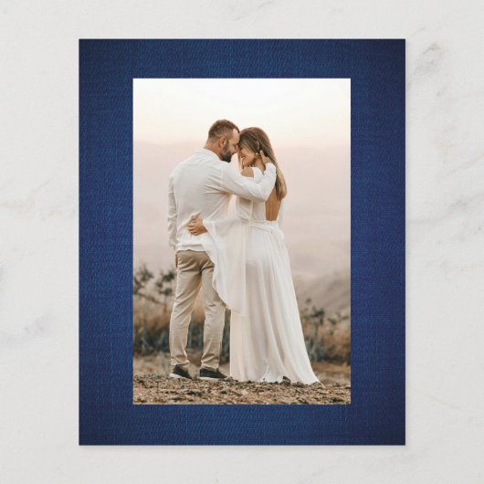 デニム&ダイヤモンドフォトウェディング日付カードを保存 (裏面)