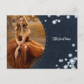 デニム&ダイヤモンドフォトポストカードパーティの招待状 インビテーションポストカード (正面)