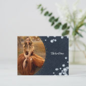 デニム&ダイヤモンドフォトポストカードパーティの招待状 インビテーションポストカード (スタンド正面)