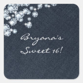 デニム&ダイヤモンド誕生日パーティーイベントシール スクエアシール (正面)