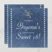 デニム＆ダイヤモンド エンブレム スウィート16 招待状 (正面/裏面)