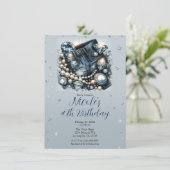 デニム ダイヤモンド&パール ジーンズ バースデーパーティー 招待状 (スタンド正面)