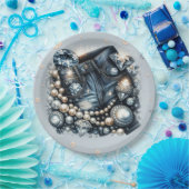 デニム ダイヤモンド＆パール ジーンズ ブリング バースデーパーティー ペーパープレート (パーティー)