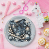 デニム ダイヤモンド＆パール ジーンズ ブリング バースデーパーティー ペーパープレート (パーティー)