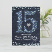 デニム＆ダイヤモンド フィフティーン 15 15歳の誕生日パーティー 招待状 (スタンド正面)