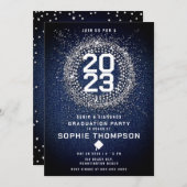 デニム ダイヤモンド ブリング スターバースト 卒業パーティー 招待状 (正面/裏面)