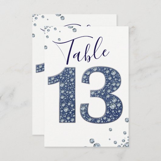 デニム＆ダイヤモンド ブリング スパークル テーブルナンバー13 招待状 (正面/裏面)
