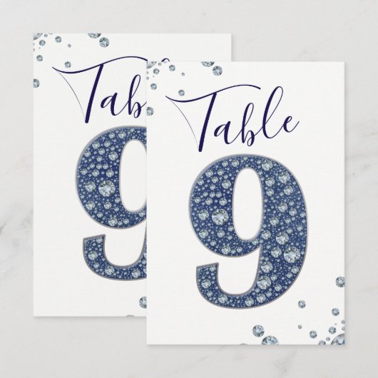 デニム＆ダイヤモンド ブリング スパークル テーブルナンバー9 ナイン 招待状 (正面/裏面)