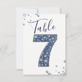 デニム ダイヤモンド ブリング スパークル テーブル ナンバー ７ セブン 招待状 (正面)