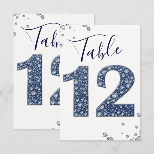 デニム＆ダイヤモンド ブリング スパークル テーブル ナンバー 12 招待状 (正面/裏面)