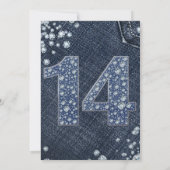 デニム＆ダイヤモンド ブリング スパークル 14歳 14 誕生日 招待状 (裏面)