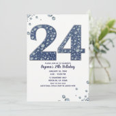デニム&ダイヤモンド ブリング スパークル 24 24歳の誕生日 招待状 (スタンド正面)