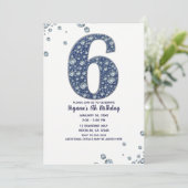 デニム&ダイヤモンド ブリング スパークル 6歳 6回目の誕生日 招待状 (スタンド正面)