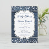 デニム ダイヤモンド ベビーシャワー 招待状 (スタンド正面)