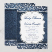 デニム ダイヤモンド ベビーシャワー 招待状 (正面/裏面)