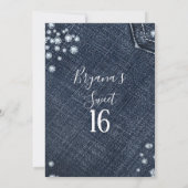 デニム＆ダイヤモンド ポケット バースデー スイート16 パーティー 招待状 (裏面)