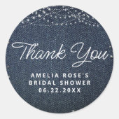 デニム ダイヤモンド ラスティック ライト スクリプト サンクス ラウンドシール (正面)