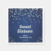 デニム&ダイヤモンドSweet sixteen16誕生日 スタンダードカクテルナプキン (正面)