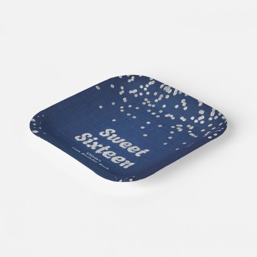 デニム&ダイヤモンドSweet sixteen16誕生日 ペーパープレート (傾斜あり)