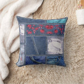 デニム・パッチワインスパイアーク クッション (ブランケット)