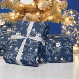 デニム ファッション クリスマス サンタ パターン ラッピングペーパー