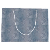 デニム ファッション クリスマス スノーフレーク パターン ラージペーパーバッグ (裏面)