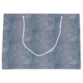 デニム ファッション クリスマス 雪の結晶 パターン ラージペーパーバッグ