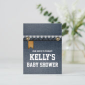 デニム，ブルージーンズ，カウボーイ，ウェスタンベビーシャワー インビテーションポストカード (スタンド正面)