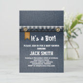 デニム，ブルージーンズ，カウボーイ，ウェスタンベビーシャワー 招待状 (スタンド正面)