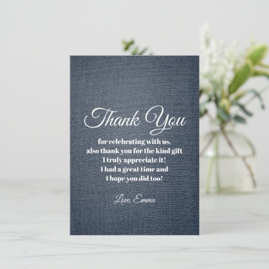 デニム、ブルージーンズ、カウボーイ、ウェスタン感謝カード 招待状 (スタンド正面)