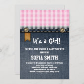 デニム、ブルージーンズ、カウボーイ、ウェスタン ベイビーシャワー 招待状 (正面/裏面)