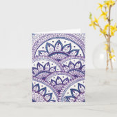 デニム ブルーズ ダマスク インド マンダラ おめでとう カード (黄色い花)