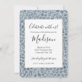 デニム ブルー レオパード プリント グリッター 招待状 (正面)