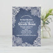 デニム&ホワイトフローラレースエレガントブライダルシャワー 招待状 (スタンド正面)