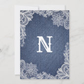 デニム&ホワイトフローラレースエレガントブライダルシャワー 招待状 (裏面)