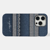 デニム&ラインストーンがおしゃれ iPhoneケース (裏面横)