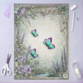デニム&レースフローラファンタジー蝶デクページ 薄葉紙 (クラフト)