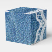 デニム&レースプリント結婚式の引き出物ボックスカスタム フェイバーボックス (正面サイド)