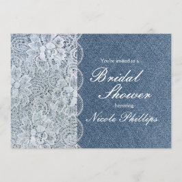 デニム&レース素朴ブライダルシャワーパーティの招待状 招待状