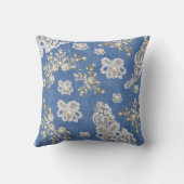 デニム – レース – アイボリー真珠リピート クッション (裏面)