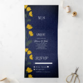 デニム&ワイルドフラワー結婚ズトリフォールド招待状 三つ折り招待状 (内部)