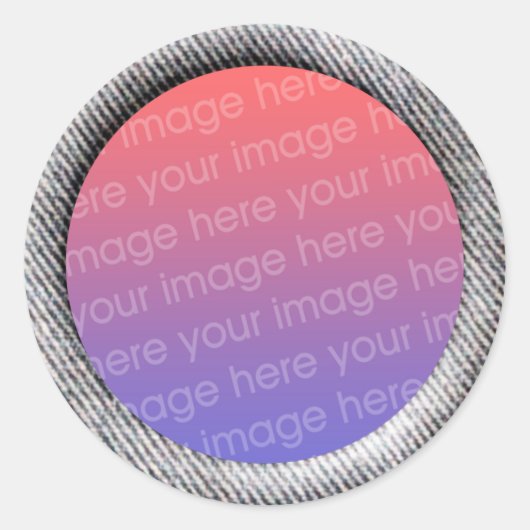 デニム(3Dエフェクトフレーム縁ど)テンプレート ラウンドシール (正面)