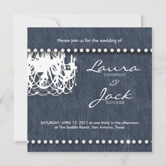 デニムnのダイヤモンドの結婚式招待状のシャンデリア 招待状 (裏面)