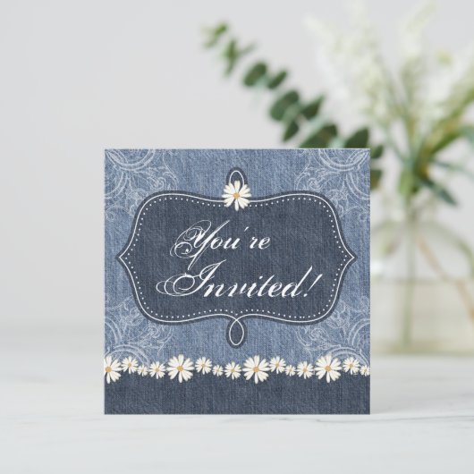 デニムnデイジー結婚式招待状ウエスタン 招待状 (スタンド正面)