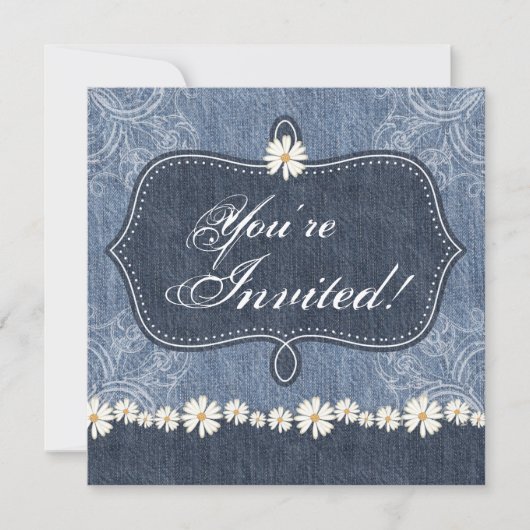 デニムnデイジー結婚式招待状ウエスタン 招待状 (正面)