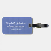 デニモダンクールムエレガントブルー市松模様にトラベル ラゲッジタグ (裏面横)