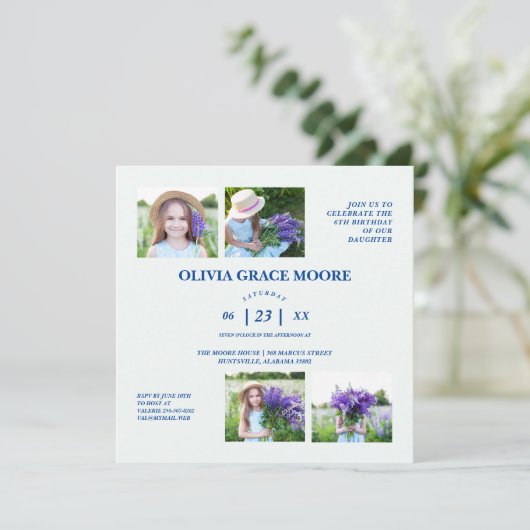 デニユニセックスム色数々の星の子供誕生日 招待状 (スタンド正面)