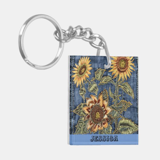 デニユニークムのひまわり キーホルダー (正面左)