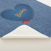 デニ動揺してムパターン金ゴールドパーソナライズされたハート シェルパブランケット (3/4)